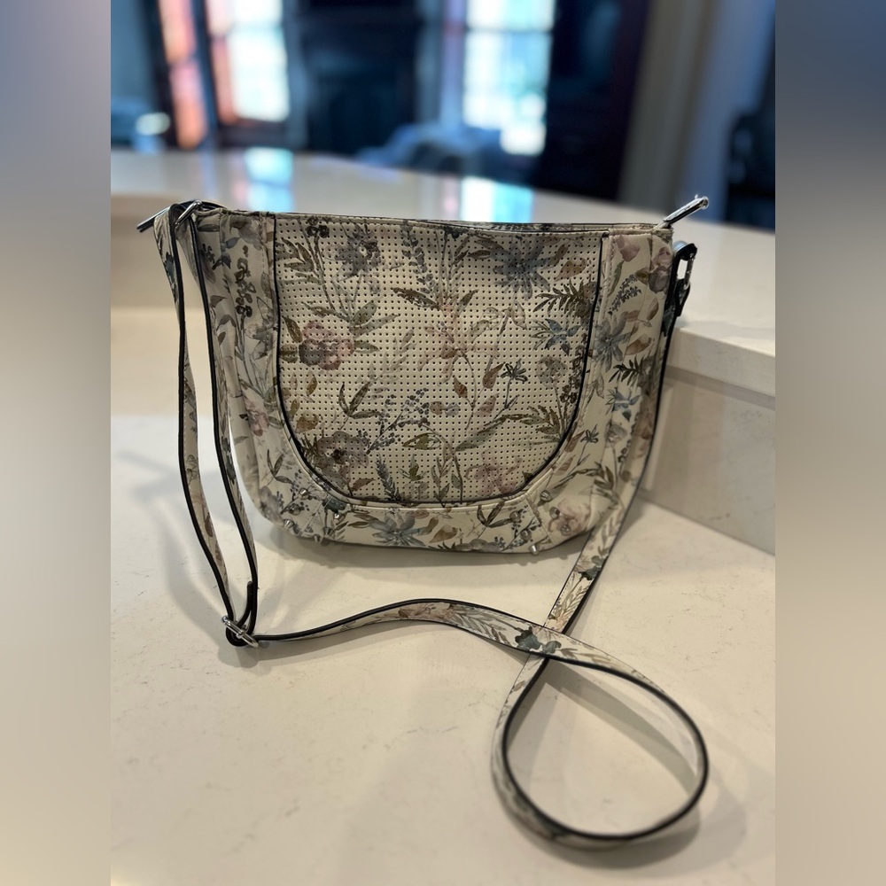 Max Studio Floral Perforated Crossbody Bag Boho Cottagecore